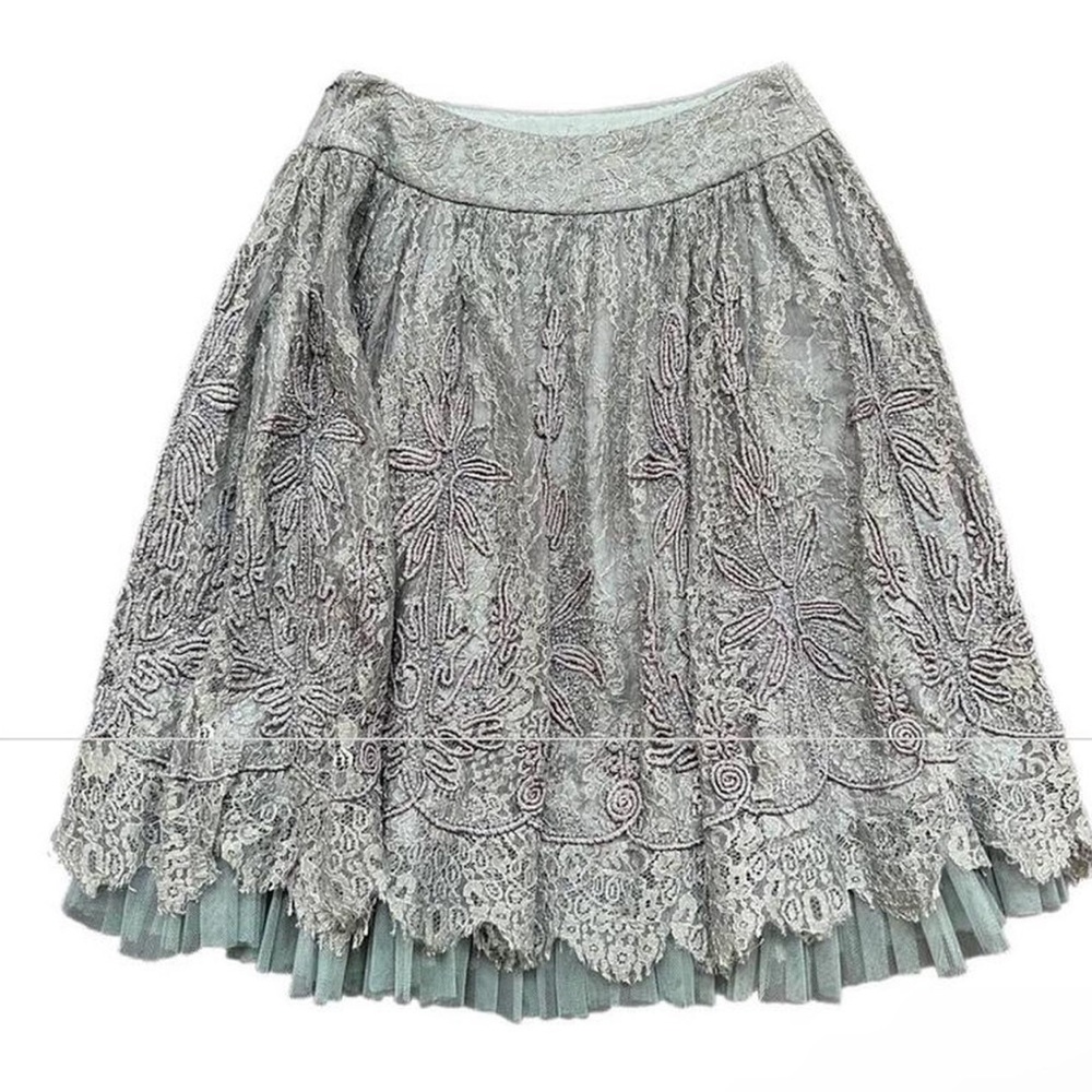 Carmen Marc Valvo Signature Embellished Lace Skirt Size 4